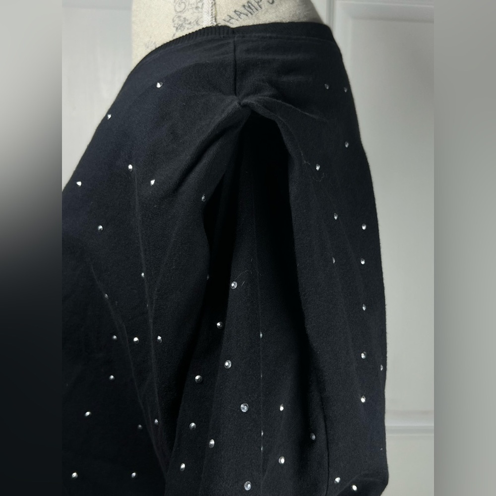 Tenis Brand Black Rhinestone Embellished Cap Sleeve Excellent condition Size L - Picture 3 of 6